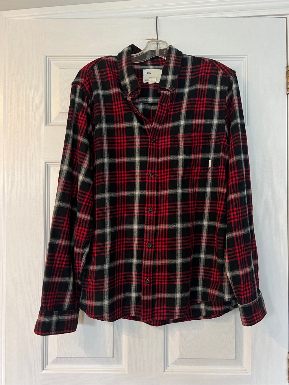 Tilley Red and Black Plaid Casual Button-Down Shirt